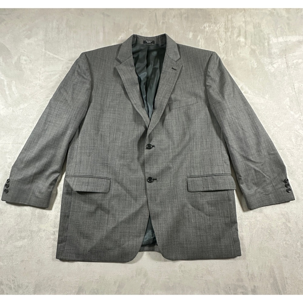 Jones New York Blazer Mens 100% Wool 2 Button Sport Coat Gray 47R